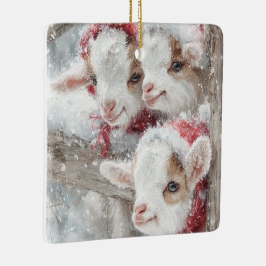 Snow Babies Christmas Goats 11 - YOUR PHOTO Keramisch Ornament (Rechts)
