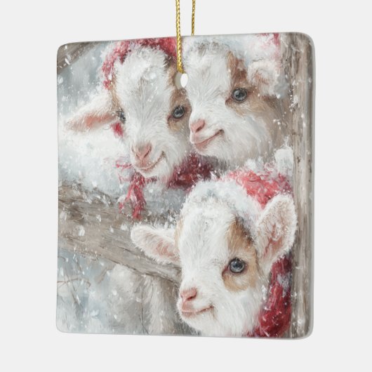 Snow Babies Christmas Goats 11 - YOUR PHOTO Keramisch Ornament (Links)