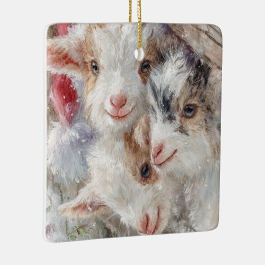 Snow Babies Christmas Goats 12 - YOUR PHOTO Keramisch Ornament (Rechts)