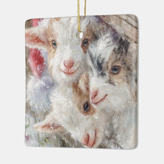Snow Babies Christmas Goats 12 - YOUR PHOTO Keramisch Ornament (Links)