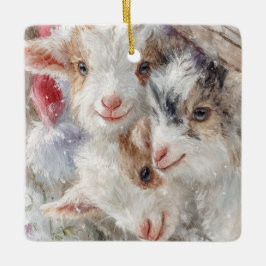 Snow Babies Christmas Goats 12 - YOUR PHOTO Keramisch Ornament