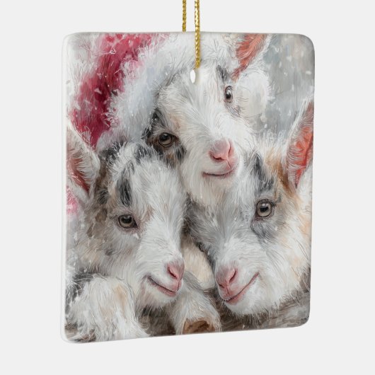 Snow Babies Christmas Goats 1 - YOUR PHOTO Keramisch Ornament (Rechts)