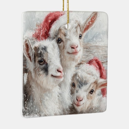Snow Babies Christmas Goats 2 - YOUR PHOTO Keramisch Ornament (Rechts)