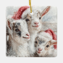 Snow Babies Christmas Goats 2 - YOUR PHOTO Keramisch Ornament