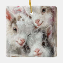 Snow Babies Christmas Goats 3 - YOUR PHOTO Keramisch Ornament