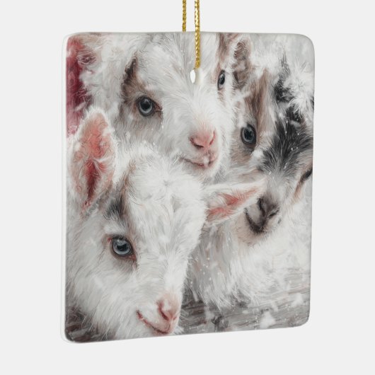 Snow Babies Christmas Goats 4 - YOUR PHOTO Keramisch Ornament (Rechts)