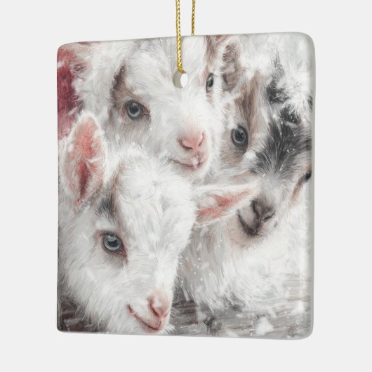 Snow Babies Christmas Goats 4 - YOUR PHOTO Keramisch Ornament (Links)