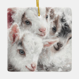 Snow Babies Christmas Goats 4 - YOUR PHOTO Keramisch Ornament