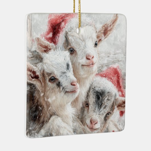 Snow Babies Christmas Goats 5 - YOUR PHOTO Keramisch Ornament (Rechts)