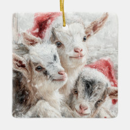 Snow Babies Christmas Goats 5 - YOUR PHOTO Keramisch Ornament