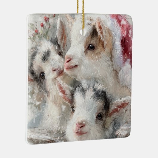 Snow Babies Christmas Goats 6 - YOUR PHOTO Keramisch Ornament (Rechts)