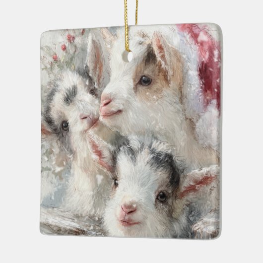 Snow Babies Christmas Goats 6 - YOUR PHOTO Keramisch Ornament (Links)