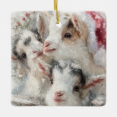 Snow Babies Christmas Goats 6 - YOUR PHOTO Keramisch Ornament (Voorkant)