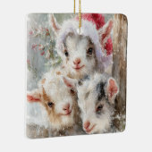 Snow Babies Christmas Goats 7 - YOUR PHOTO Keramisch Ornament (Rechts)