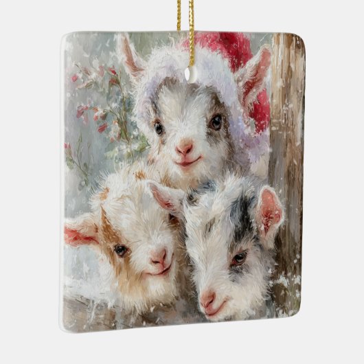 Snow Babies Christmas Goats 7 - YOUR PHOTO Keramisch Ornament (Rechts)