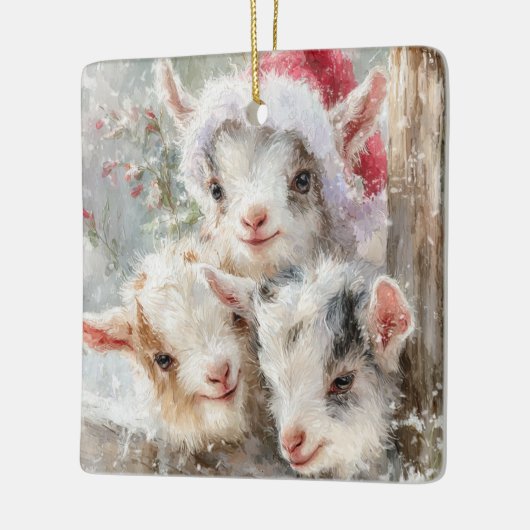 Snow Babies Christmas Goats 7 - YOUR PHOTO Keramisch Ornament (Links)