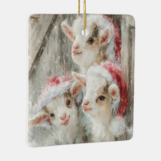 Snow Babies Christmas Goats 8 - YOUR PHOTO Keramisch Ornament (Rechts)