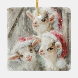 Snow Babies Christmas Goats 8 - YOUR PHOTO Keramisch Ornament