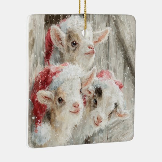 Snow Babies Christmas Goats 9 - YOUR PHOTO Keramisch Ornament (Rechts)