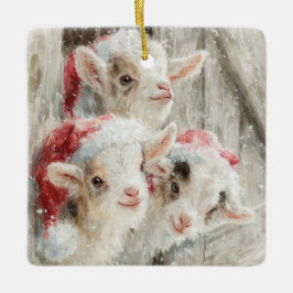 Snow Babies Christmas Goats 9 - YOUR PHOTO Keramisch Ornament
