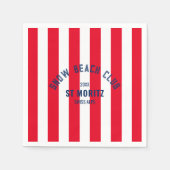 Snow Beach Club Red Cabana Stripe Custom Ski Servet (Voorkant)