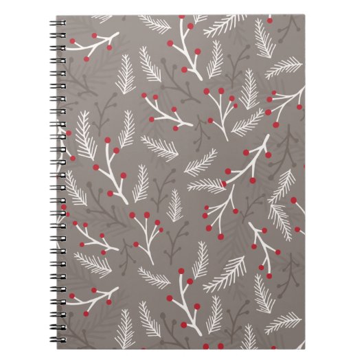 Snow Berries Spiral Notebook Journal in Warm Grey Notitieboek (Voorkant)