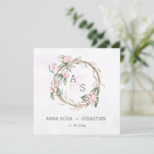 ** Snow Berry Boho RSVP AR12 Winter Wedding Kaart (Staand voorkant)