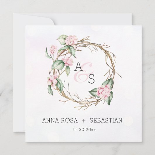 ** Snow Berry Boho RSVP AR12 Winter Wedding Kaart (Voorkant)