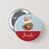 Snow Bird kerstparty Name Badge | Naam Ronde Button 5,7 Cm (Voorkant /achterkant)