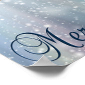 Snow Blue Bokeh Ornaments Kerstmis Poster (Hoek)