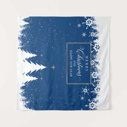 Snow Blue Christmas Backdrop Winter banner Wandkleed (Voorkant (horizontaal))