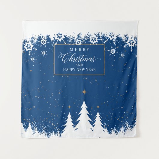 Snow Blue Christmas Backdrop Winter banner Wandkleed (Voorkant)