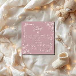Snow Bow pink baby Labor  Delivery NICU Hospital  Bedankkaart
