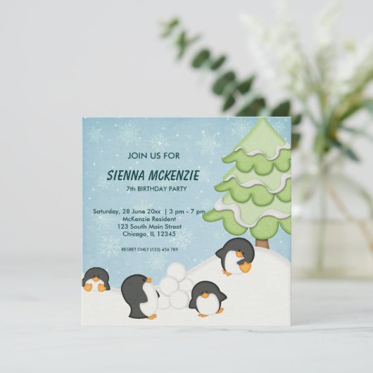 Snow Buddies Birthday Kaart (Staand voorkant)