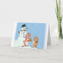 Snow Bunnies Christmas Wenskaart Feestdagen Kaart