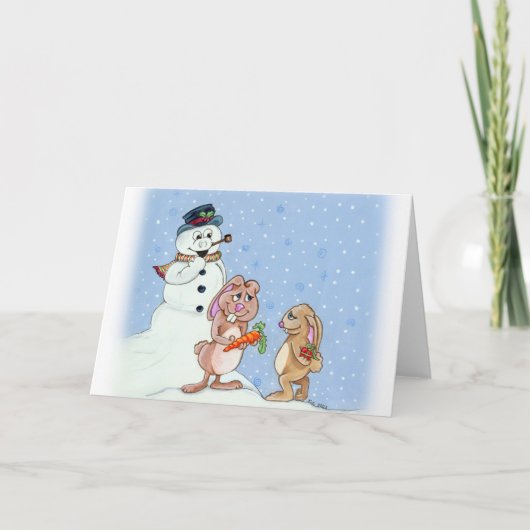 Snow Bunnies Christmas Wenskaart Feestdagen Kaart (Voorkant)