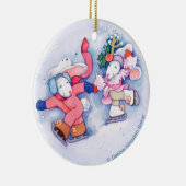 Snow Bunnies Keramisch Ornament (Rechts)