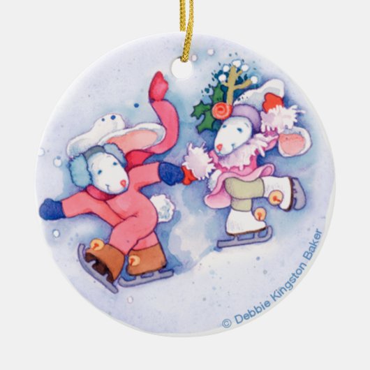Snow Bunnies Keramisch Ornament (Voorkant)