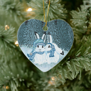 Snow Bunnies Keramisch Ornament