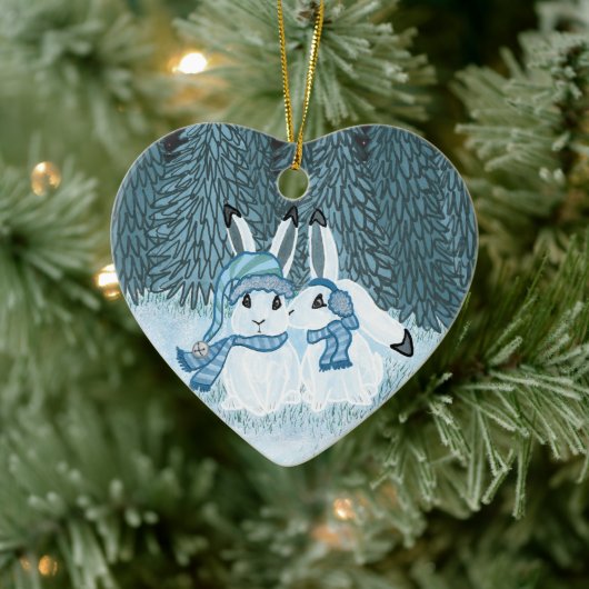 Snow Bunnies Keramisch Ornament (Boom)