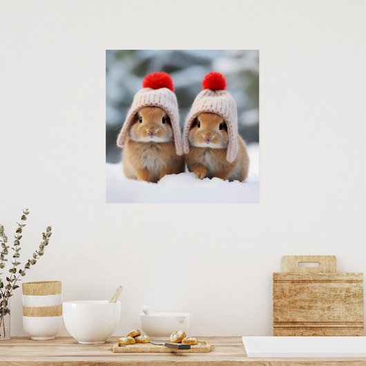 Snow Bunnies Poster (Keuken)