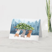 Snow Bunnies Waterverf Christmas Kaart (Voorkant)