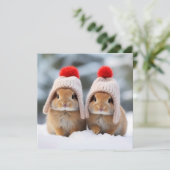 Snow Bunnies Wenskaart Feestdagenkaart (Staand voorkant)