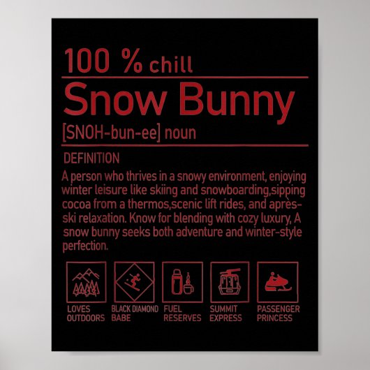 Snow Bunny Definition Funny Trendy Winter Skiing C Poster (Voorkant)