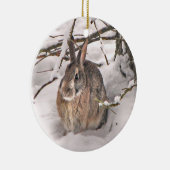 Snow Bunny-kerstversiering Keramisch Ornament (Rechts)