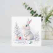 Snow Bunny Merry Christmas-Kaart Feestdagenkaart (Staand voorkant)