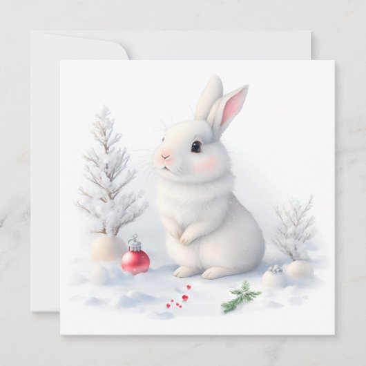 Snow Bunny Merry Christmas-Kaart Feestdagenkaart (Voorkant)
