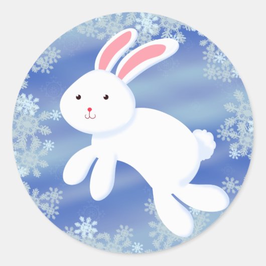 Snow Bunny Ronde Sticker (Voorkant)
