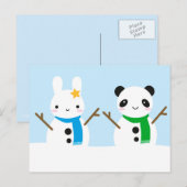 Snow Bunny & Snow Panda Briefkaart (Voorkant / Achterkant)
