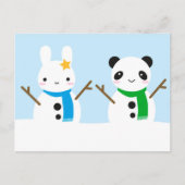 Snow Bunny & Snow Panda Briefkaart (Voorkant)